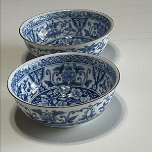 Vintage Andrea by Sadek Japanese Porcelain Rice Bowls Floral Vine Design